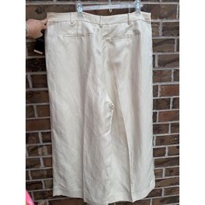 Lauren Ralph Lauren Linen-Blend Twill Wide-Leg Pant Ivory Beige 18‎